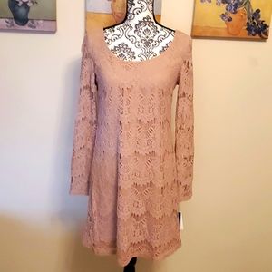 Nicole Miller dusty blush Lace Dress sz 4 shift dress